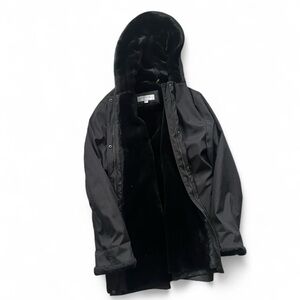 NWOT Black Hooded Jacket with Faux Fur Lining